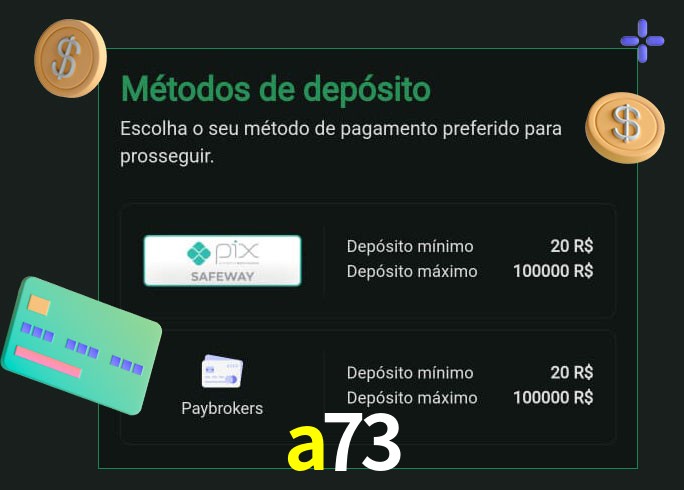 O cassino a73 oferece uma grande variedade de métodos de pagamento